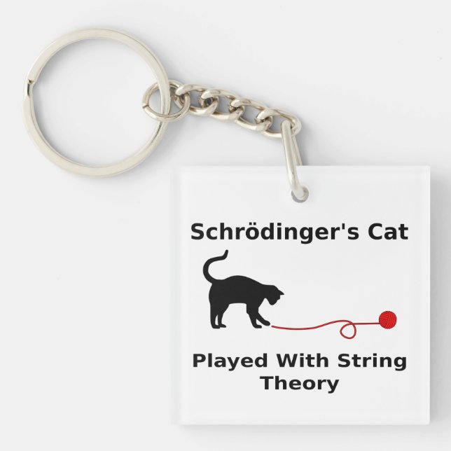 Llavero El gato de Schrödinger interpretado con teoría de  (Frente)