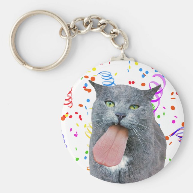 Llavero ¿El Gato fiesta Tiene Su Lengua? (Frente)