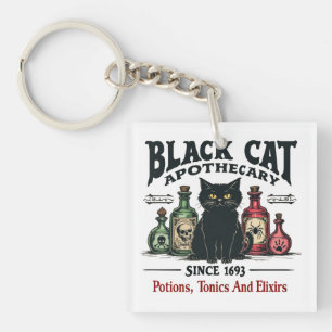 Llavero El gato negro retro aterrador apothecary Wicca