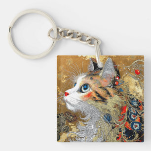 Llavero El gato zen Ukiyo-e japonés vintage