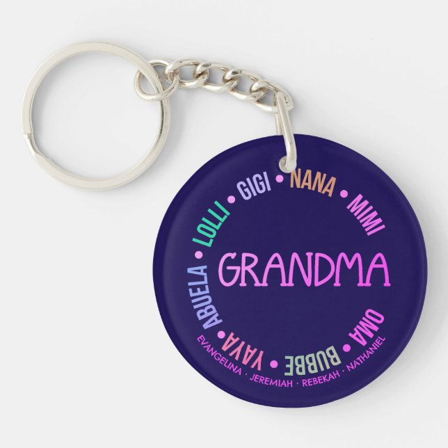 Llavero El GRANDMA Gigi Mimi Nana Personalizó el Día de la (Frente)