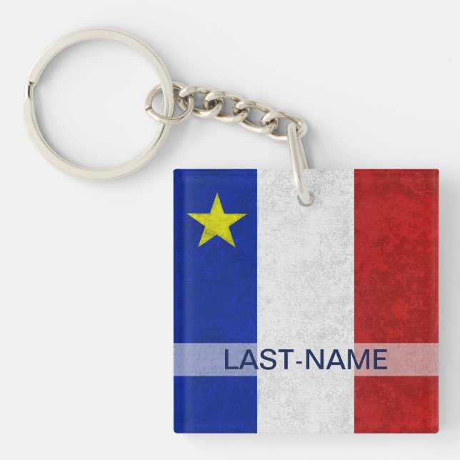 Llavero El Grunge apenado apellido acadiense de la bandera (Frente)