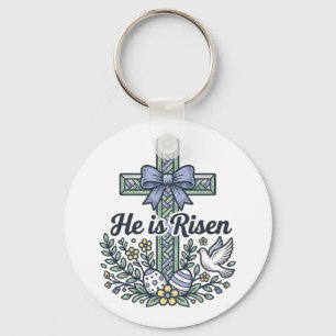 Llavero Él ha resucitado Cruz de Pascua Vector Vintage