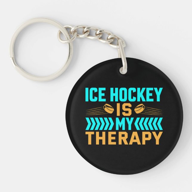 Llavero El hockey sobre hielo es mi terapia (Frente)