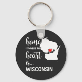 Llavero El hogar de Wisconsin es donde está el corazón