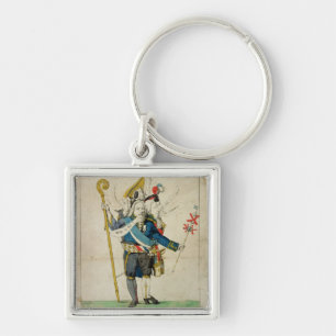 Llavero El hombre con seis caricaturas de Heads', de