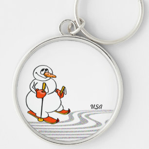 Llavero El hombre de nieve esquiando -