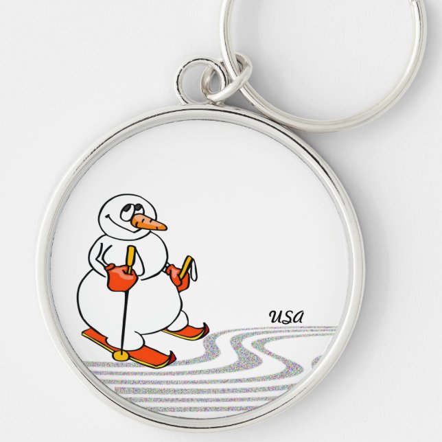 Llavero El hombre de nieve esquiando - (Frente)