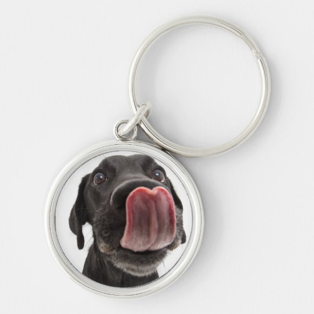 Llavero El labrador negro se pega la nariz (Frente)
