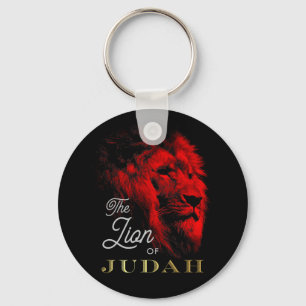 Llavero El León de Judá Rojo Negro Oro Cristiano