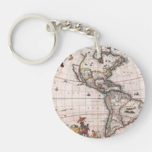 Llavero El mapa de Visscher del Nuevo Mundo
