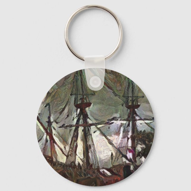 Llavero El Mayflower 2 en arte A.I. caprichoso (Anverso)