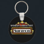 Llavero El mayor cirujano del mundo<br><div class="desc">Los mayores Camisetas, ropa y regalos de cirujano del mundo son la ocupación ideal y los regalos de reconocimiento a los empleados además de regalos para todas las ocasiones. Este singular diseño de marquesina muestra la ocupación y la profesión rodeadas de luces de neón y estrellas. Disponible en tazas, imanes,...</div>