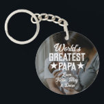Llavero El mayor día del mundo de los papás con foto padre<br><div class="desc">Keychain del Día del Padre,  el más grande del mundo de fotos de papá</div>