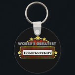 Llavero El mayor secretario legal del mundo<br><div class="desc">Los mejores Camisetas, ropa y regalos de la Secretaría de Asuntos Jurídicos del mundo son regalos ideales para el reconocimiento de empleos de los empleados, además de regalos para todas las ocasiones. Este singular diseño de marquesina muestra la ocupación y la profesión rodeadas de luces de neón y estrellas. Disponible...</div>