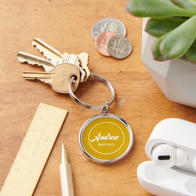 Llavero El mejor hombre del Boda personalizado amarillo do (Escritorio )
