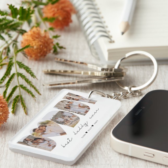 Llavero El mejor papá del Collage de fotos moderno día del (Frente Derecha)