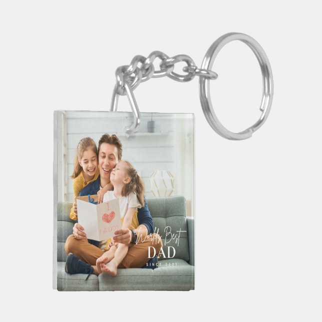 Llavero El mejor papá del mundo desde la moderna foto del  (Izquierda Bajo)