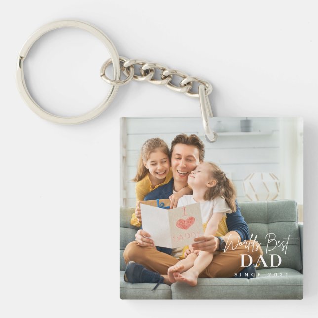 Llavero El mejor papá del mundo desde la moderna foto del  (Frente)