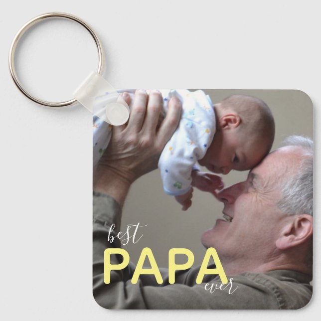 Llavero El mejor papá jamás abuelo y foto del bebé guión m (Anverso)