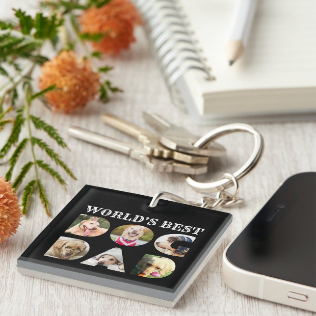 Llavero El mejor perro del mundo: 6 Collages de fotos negr (Frente Derecha)