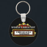 Llavero El mejor practicante de quiropráctica del mundo<br><div class="desc">Los mejores Camisetas, ropa y regalos de Quiropráctico del mundo son la ocupación ideal y el reconocimiento de los empleados además de regalos para todas las ocasiones. Este singular diseño de marquesina muestra la ocupación y la profesión rodeadas de luces de neón y estrellas. Disponible en tazas, imanes, llaveros, botones,...</div>