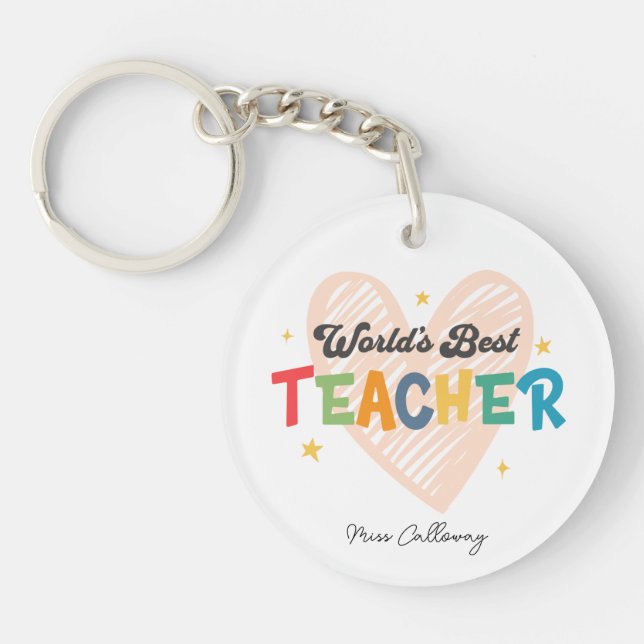 Llavero El mejor profesor del mundo personalizado (Frente)