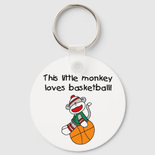 Llavero El mono del calcetín ama baloncesto