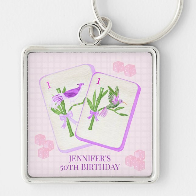 Llavero El mosaico personalizado de Mahjong para el Fiesta (Frente)