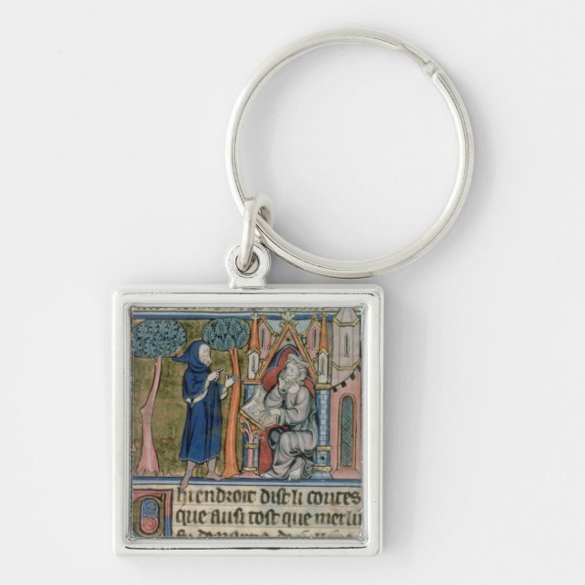 Llavero El ms capítulo 95 f.268 MERLIN dicta la historia a (Frente)