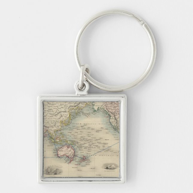 Llavero El mundo sobre la proyección de los comerciantes (Frente)