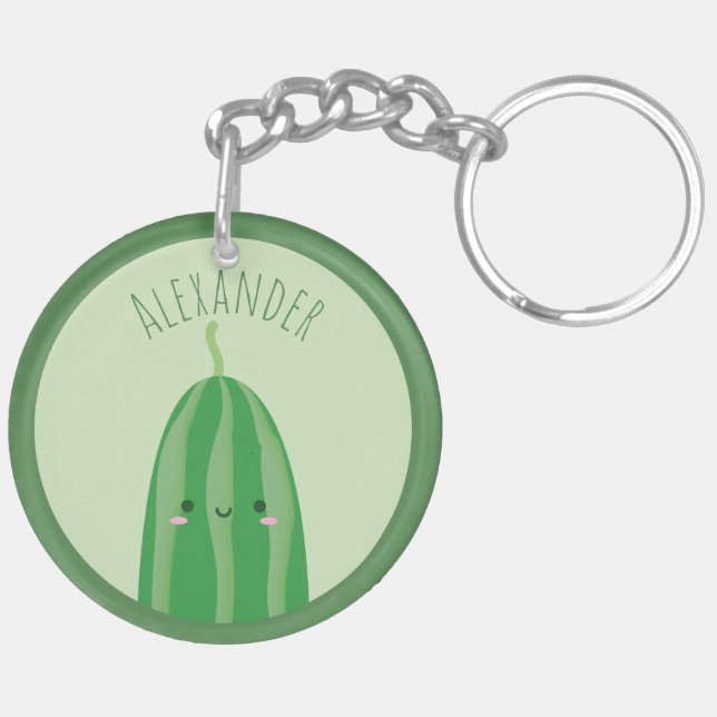 Llavero El nombre del pepino kawaii es gracioso (Izquierda Bajo)