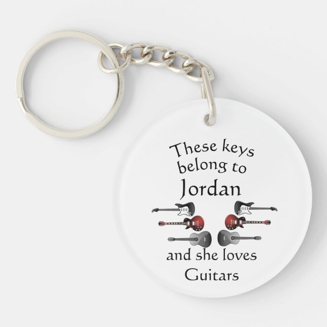 Llavero El nombre personalizado de las teclas ama la guita (Frente)