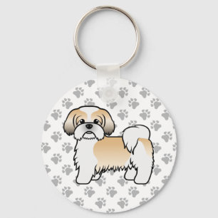 Llavero El Oro Y El Tzu Blanco Cute Perro De Caricatura