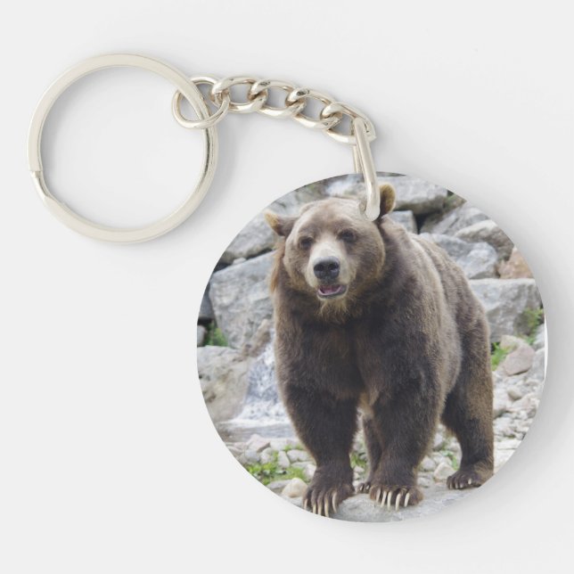 Llavero El oso Kodiak de pie en una roca (Frente)