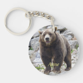 Llavero El oso Kodiak de pie en una roca