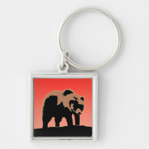 Llavero El oso pardo al atardecer - Arte de vida salvaje o