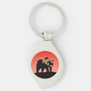 Llavero El oso pardo al atardecer - Arte de vida salvaje o