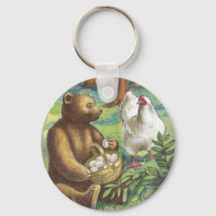 Llavero El oso pone los huevos de gallina en el vintage