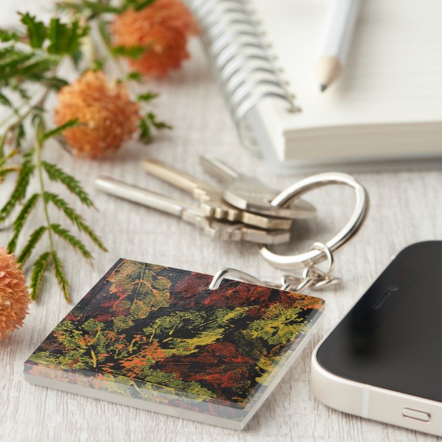 Llavero El otoño deja el anillo de la llave acrílica (Frente Derecha)