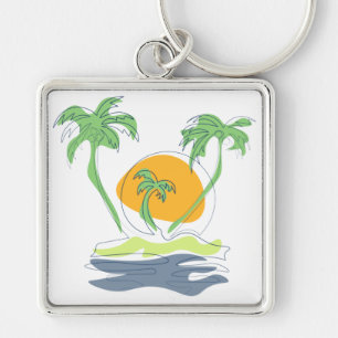 Llavero El paisaje de las playas de las islas tropicales. 