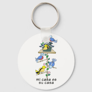 Llavero El pájaro contiene mi casa es su casa - español