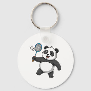 Llavero El Panda Inteligente Jugando A Badminton Divertido