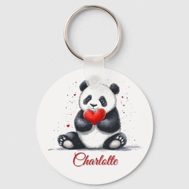Llavero El Panda lindo con el nombre de Personalizable (Anverso)