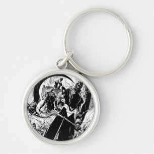 Llavero El panel negro del cuerpo de la linterna - blanco