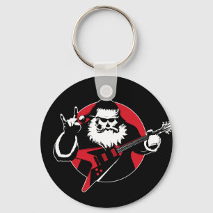 Llavero El Papá Noel Metalizado y pesado toca la guitarra
