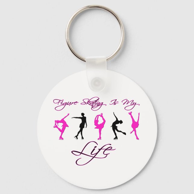 Llavero El patinaje artístico es mi vida - ROSA y NEGRO (Anverso)