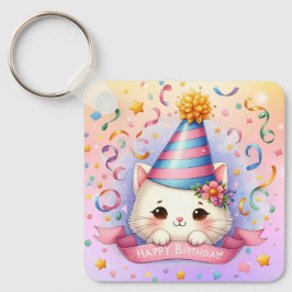 Llavero El Personalizado lindo Kawaii Kitty Cat Feliz cump