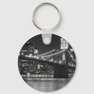 Llavero El puente de Brooklyn - blanco y negro