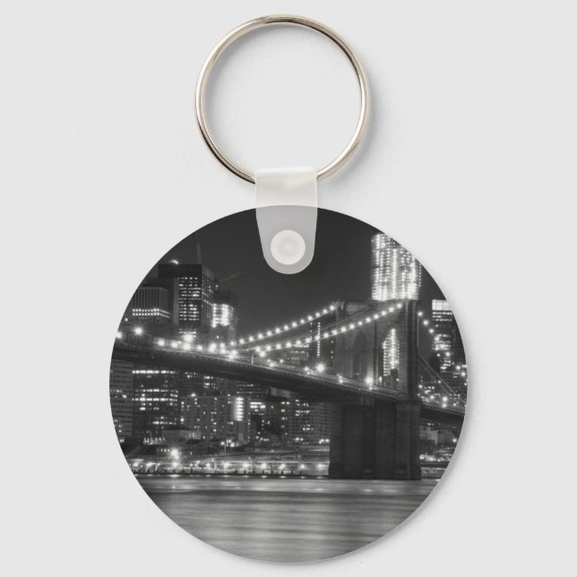 Llavero El puente de Brooklyn - Blanco y negro (Anverso)